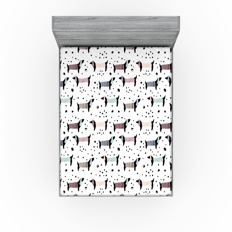 Drap-housse Ambesonne, paquet de 2, Noir / blanc / pois bruns, Drap-housse grand