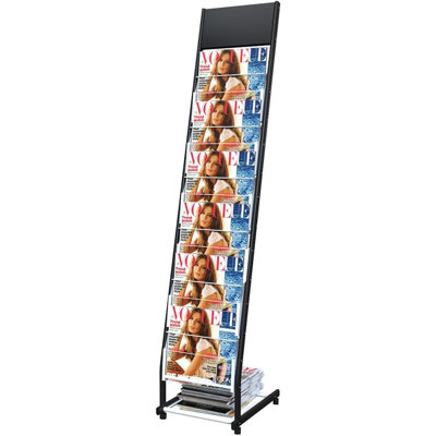 Présentoir de porte-revues sur pied à 4 roulettes