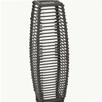 Outsunny solar floor lamp, outdoor wicker garden lantern path light and decorative driveway lighting, with automatic switch LED light, suitable for porches, courtyards, lawns, courtyards, patios, grey