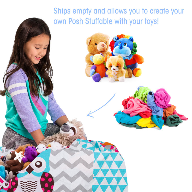 Kids Bean Bag Chair Cover - Stuffed Animal Storage & Toy Organizer with Zipper - Plush Storage Kids Bean Bag Cover only for Toddlers and Children's Rooms - Organizes Pillows, Blankets, and Stuffies - Multiple Colors, Sizes, and Fabrics