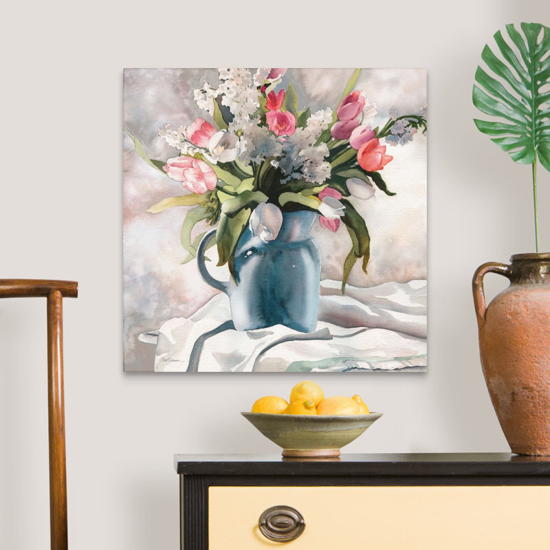Tulipes tendres - reproduction d'art sur toile, Toile tendue, H 24 po x l 24 po x P 1,25 po
