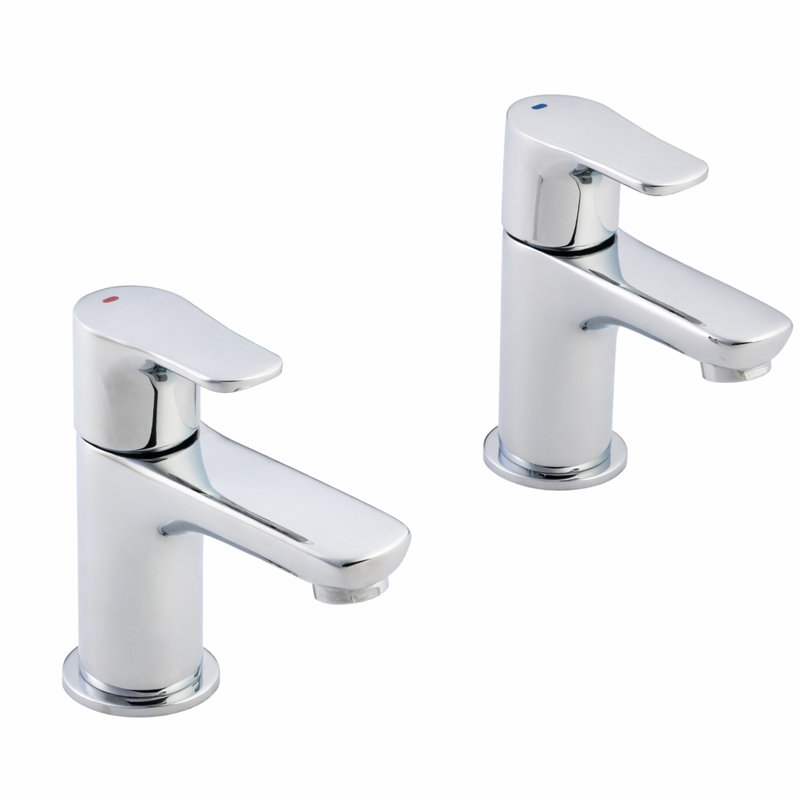 Elion Basin Tap Pair Chrome - Modern Twin Lever Bathroom Taps with Smooth Operation & Durable Brass Construction