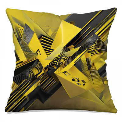 Yellow Black Abstract Double Sided Throw Pillows