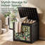 Boîte de rangement en résine 35 gallons avec panneaux décoratifs imprimés noirs