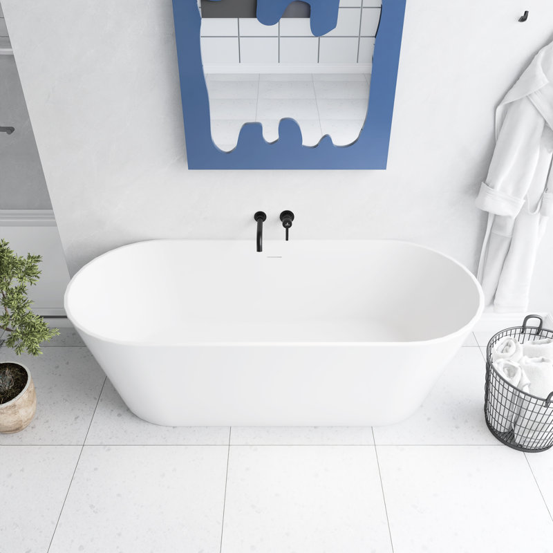 67" Freestanding Soaking Acrylic Bathtub