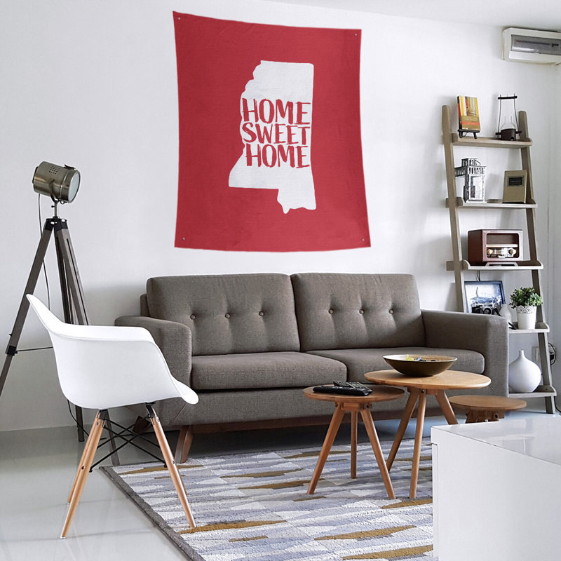 Tapisserie murale Home Sweet Mississippi, H 27,5 po x l 37,5 po, Rose