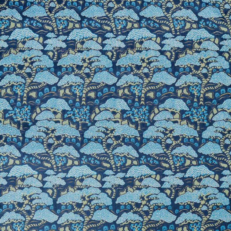 Bonsai & Gingko Fabric, Blue