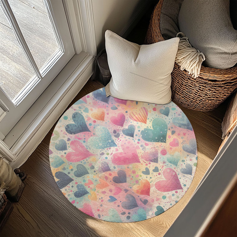 Tapis tressé Love Splash Bursts, Rond 5 pi
