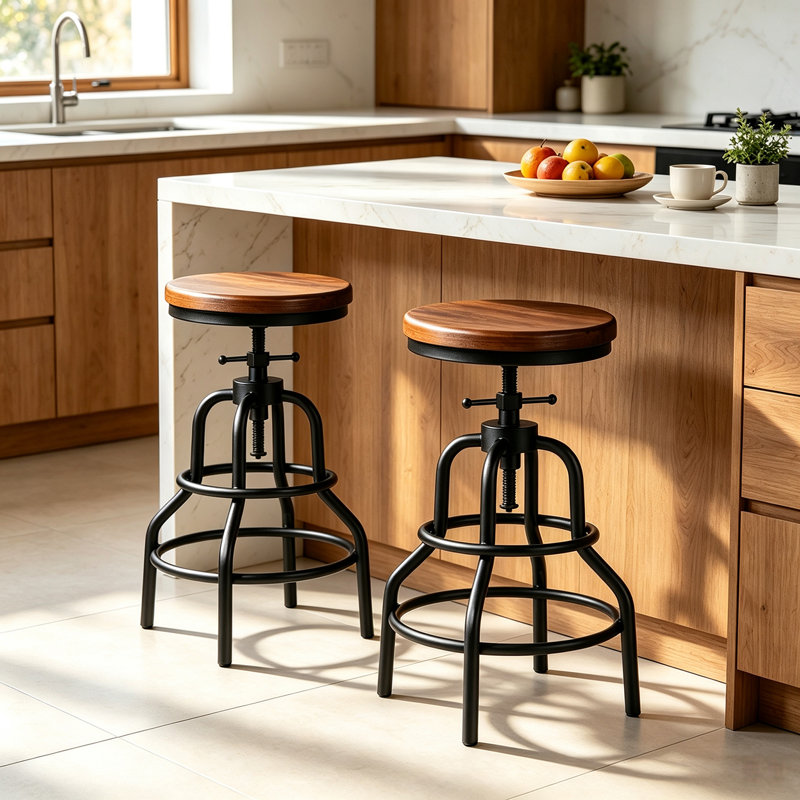 Tabouret de bar pivotant, Brun, Tabouret de comptoir (siège d'une hauteur de 26,7, 2