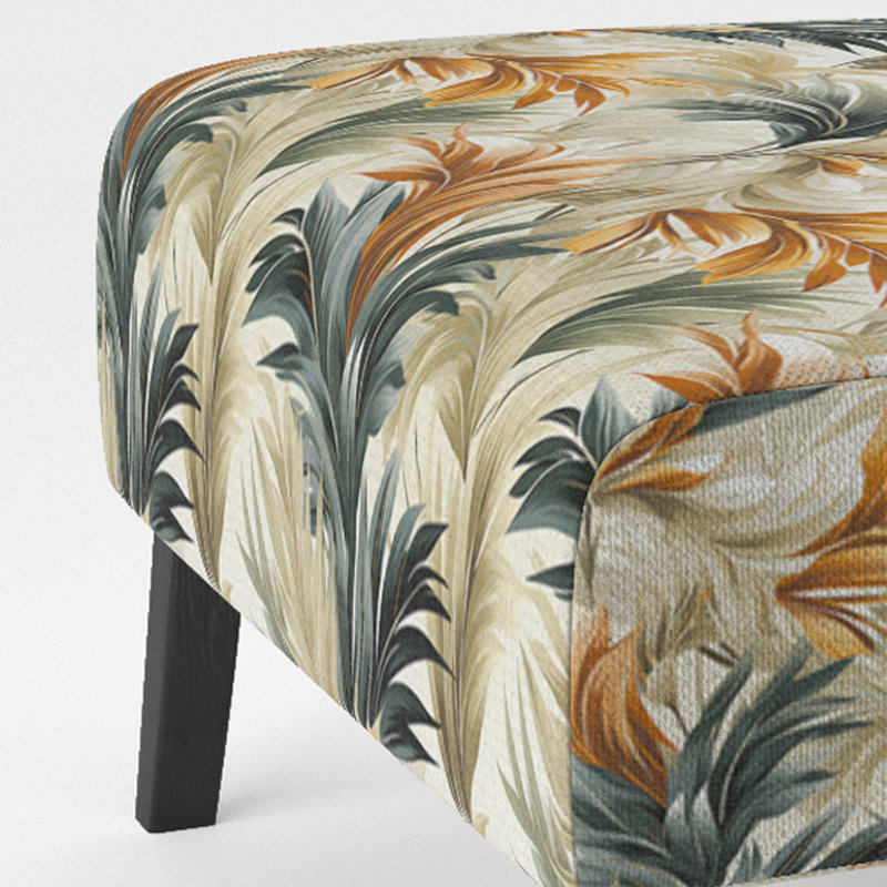 Fauteuil de chambre rembourré C, Éléments naturels motif tropical