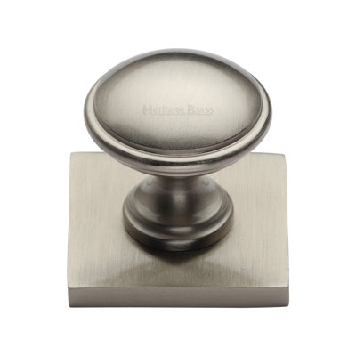 Heritage Brass Cabinet Knob Domed Design with Square Backplate