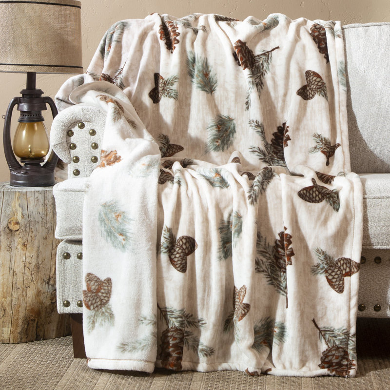 Rustic Pine Lightweight Fleece Sherpa Reversible Throw Blanket