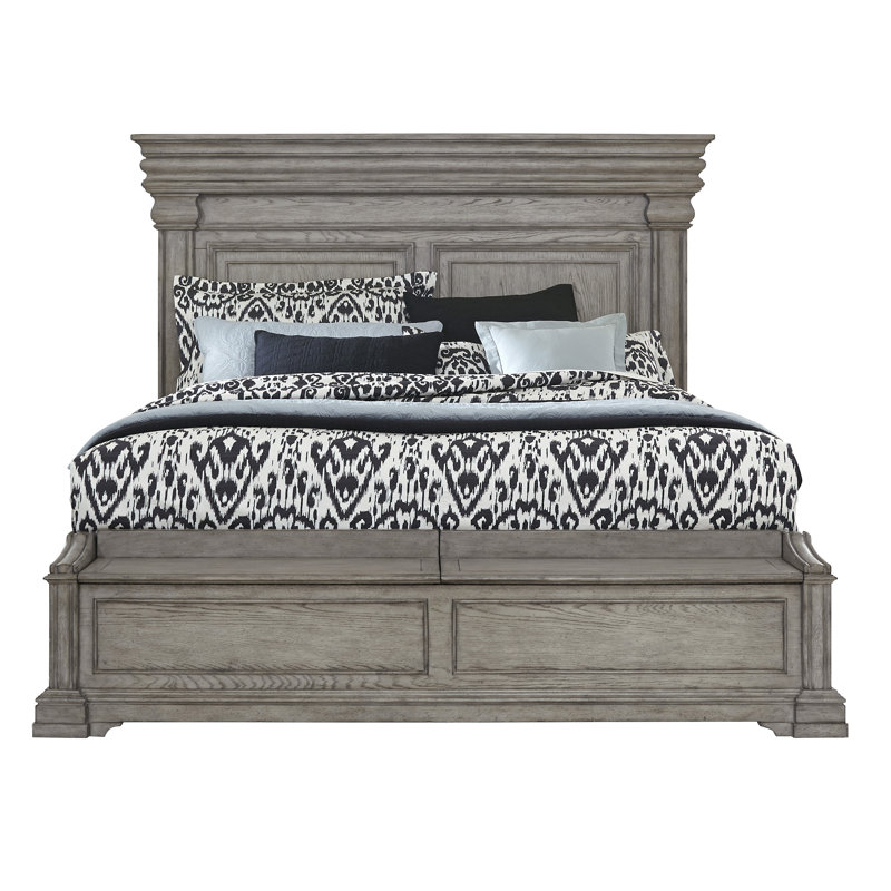 Heritage Taupe Queen Upholstered Wood Frame Bed with 3 Drawers