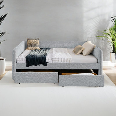 Daybed With Trundle Upholstered Tufted Sofa Bed, With Two Drawers, Queen Size, Boucle Fabric by Magiccactus