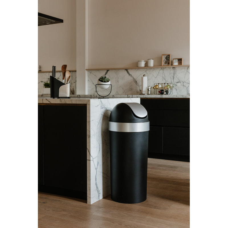 Umbra Black and Silver 16-Gallon Swing-Top Trash Can