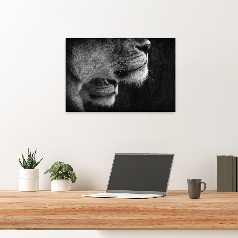 «Majestic Lion Profile», sérénité, chat contemporain, lion, nature, impression murale, 16" H x 24" W