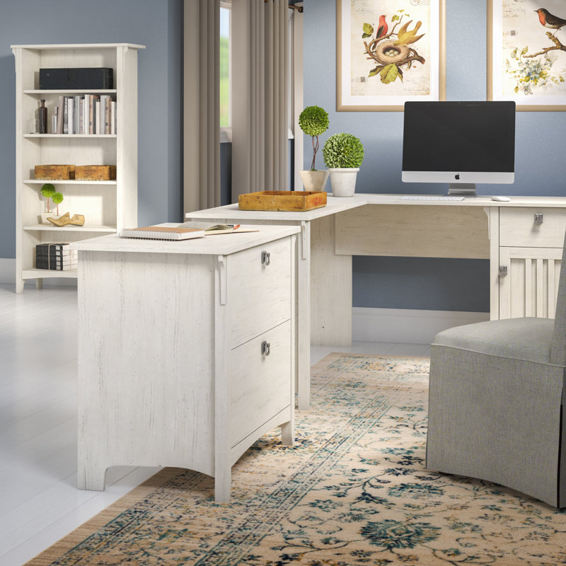 Khadesha 3 Piece Computer Desk Office Set, Antique White