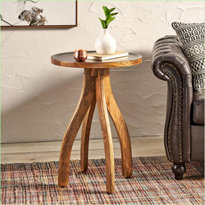 Table basse Boho Mango Wood pour le salon, élégance tout en courbes et décor raffiné