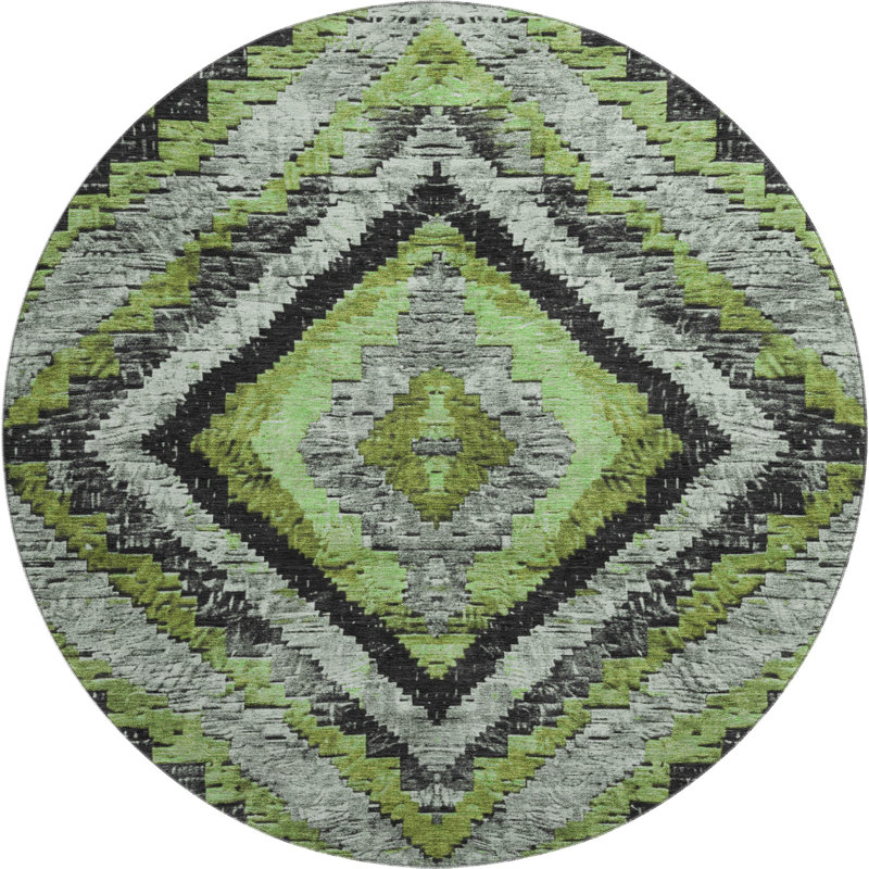 Premium Machine Washable Jakiyra AMF1890 Aztec Rug, Round 8'