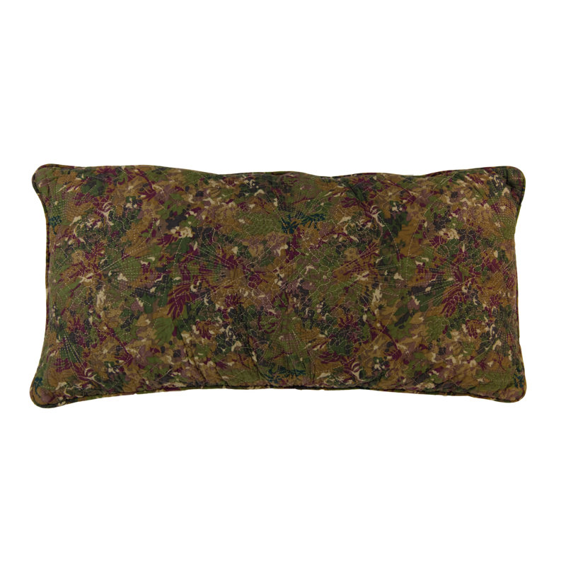 Rustic Beige and Brown Embroidered Pine Cone Rectangular Pillow
