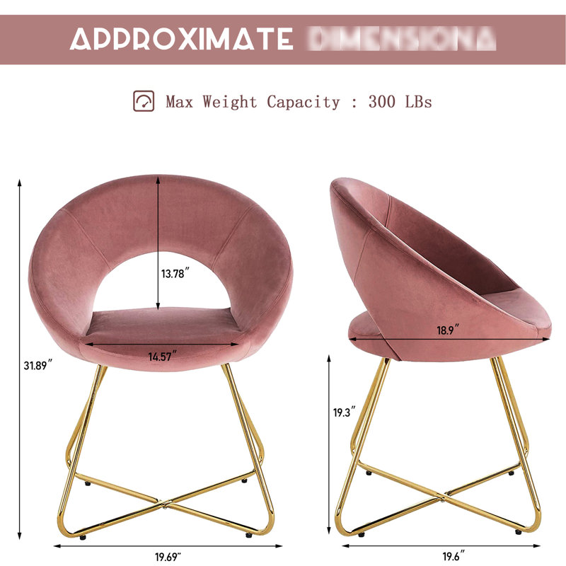 Chaise avec accoudoirs en velours rose pour 2 personnes - Structure en métal doré pour les loisirs Mid-Century