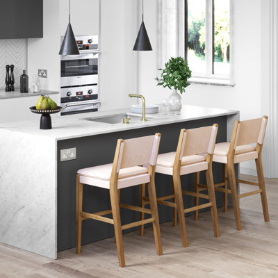 Jayden Kitchen Bar Stools with Backrest & Removable Cushion, Modern Solid Wood Bar Stool for Kitchen Island, Indoor Bar, Dining Room