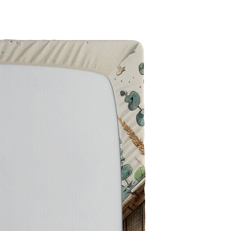 Drap-housse rustique_ Vie campagnarde rétro_ Terre jaune et multicolore, Drap-housse simple TG