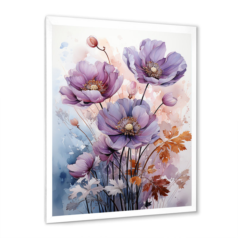 «Mauve Buttercups Mystical Moments» sur toile, Cadre simple blanc, H 20 po x l 12 po x P 1 po