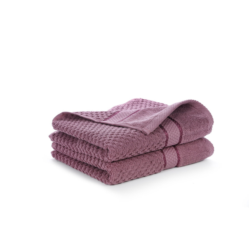 Collection de serviettes texturées 100% coton Mulaayam, Mauve raisin, Essuie-mains - paquet de 2
