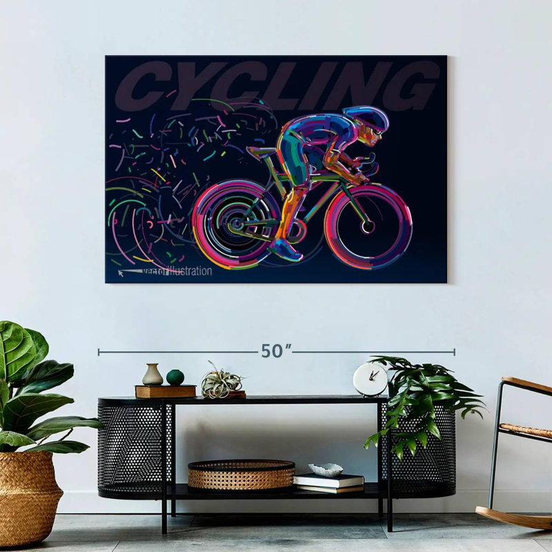 Sirci abstrait à vélo, H 32 po x l 48 po