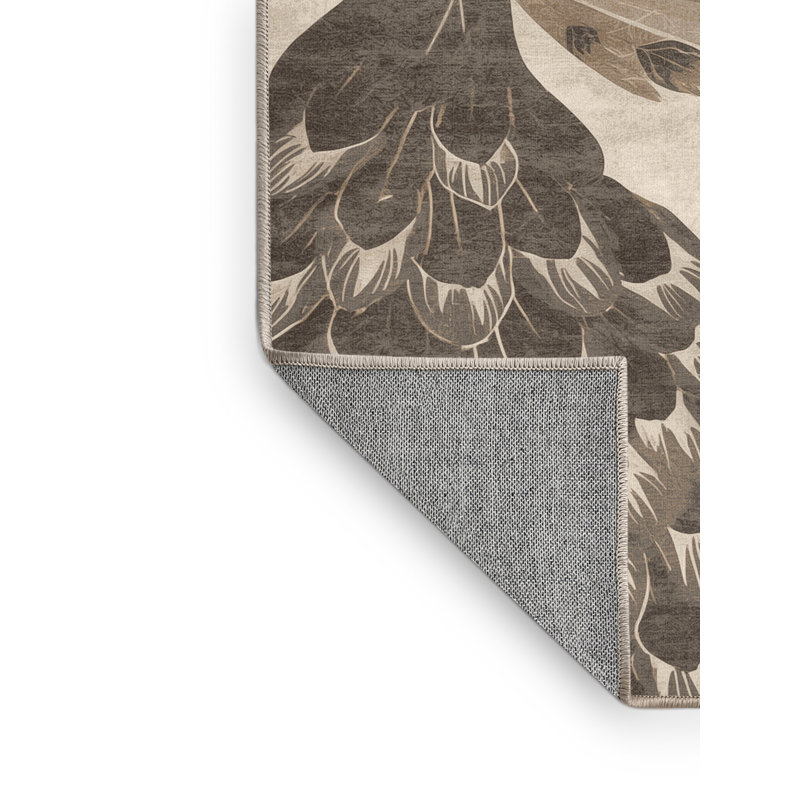 Machine Washable Osckar Peacock Posh & Luxe Starburst Rug in Beige – Beige Binding, 8x12