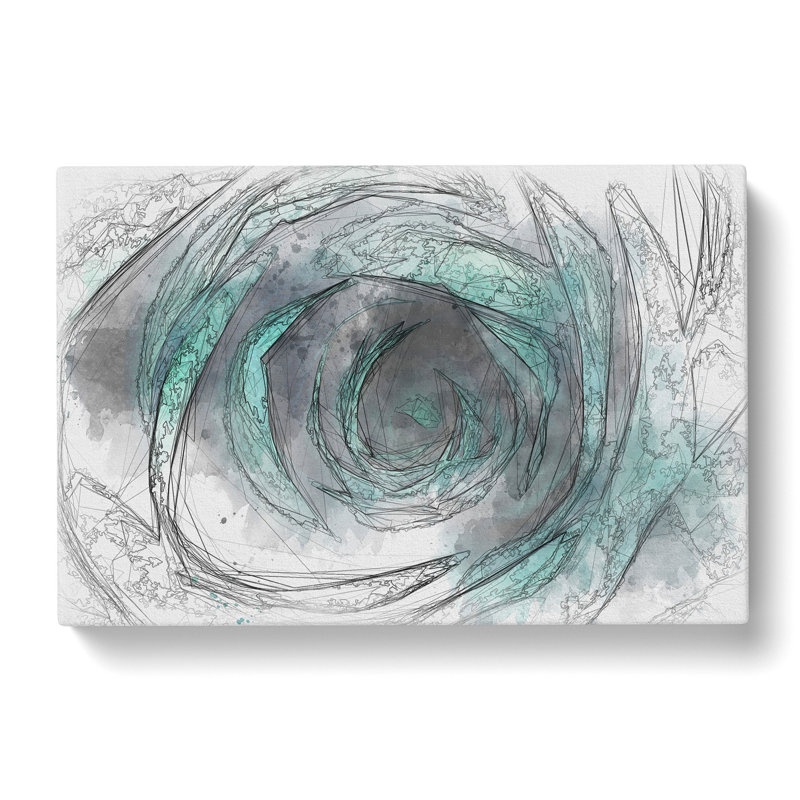 A Teal Rose - Wrapped Canvas Painting, 60cm H x 91cm W x 3cm D