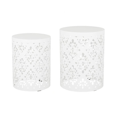 Faliha Powder-Coated Iron Cut Round Side Table