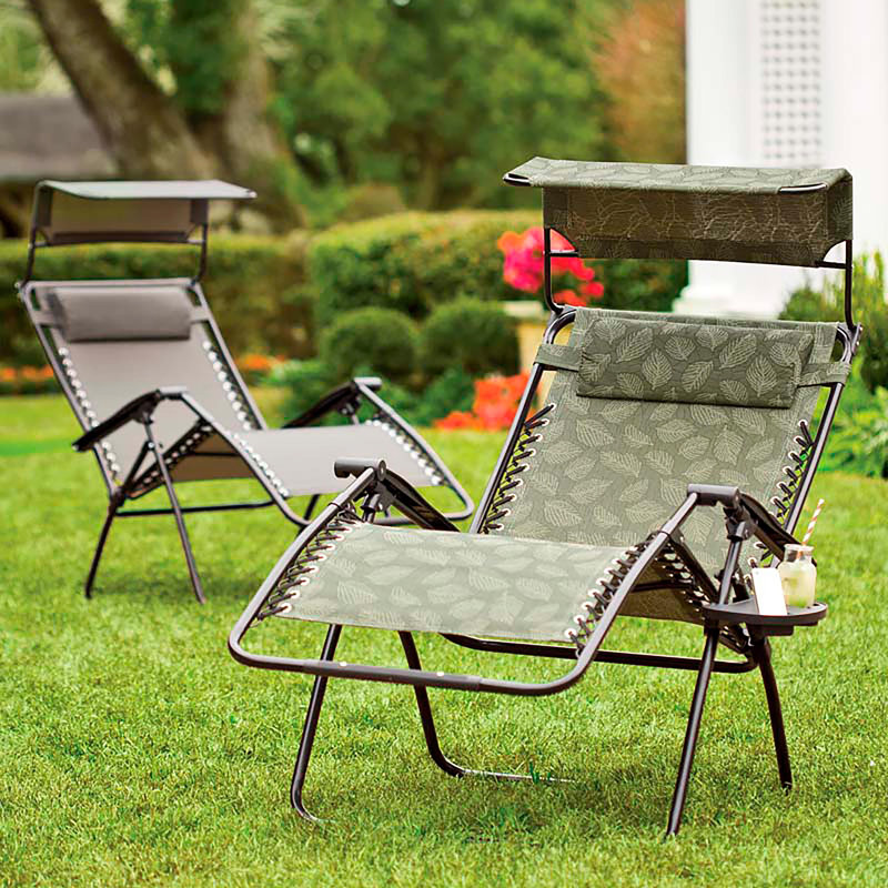 Deluxe Reclining Zero Gravity Chair with Awning and Drink Holder