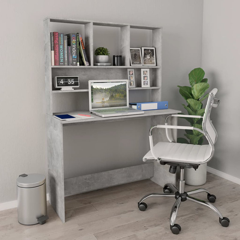 Bureau d'ordinateur avec tablettes Charlsea, Gris clair