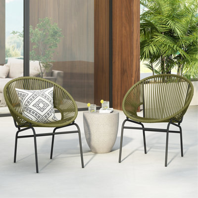 Chaise en osier Oudoor, vert, ensemble de 2