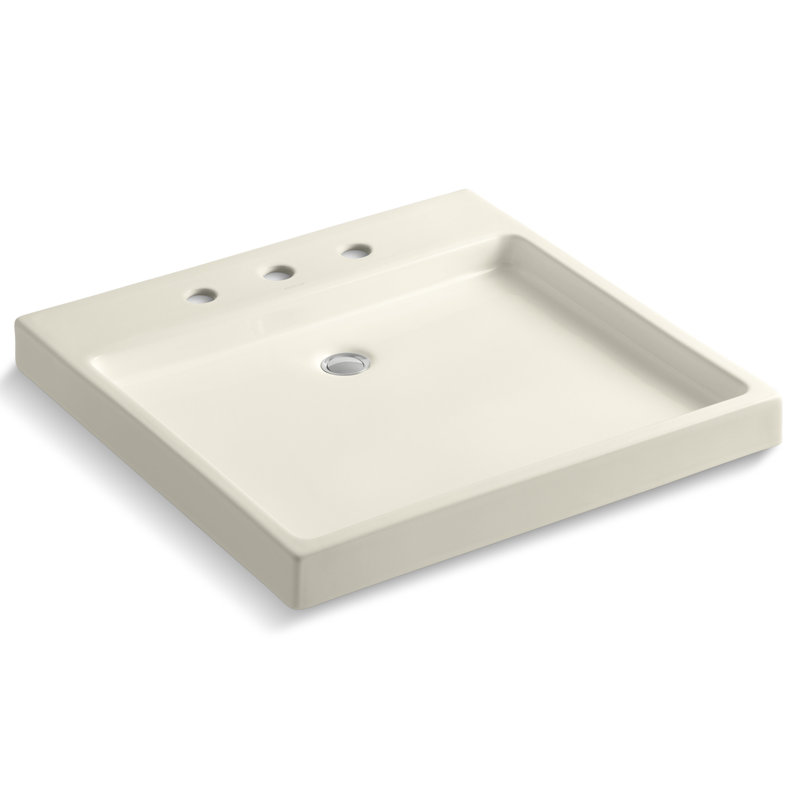 Lavabo de salle de bain rectangulaire en céramique Purist®, Amande, Centres de 8 po