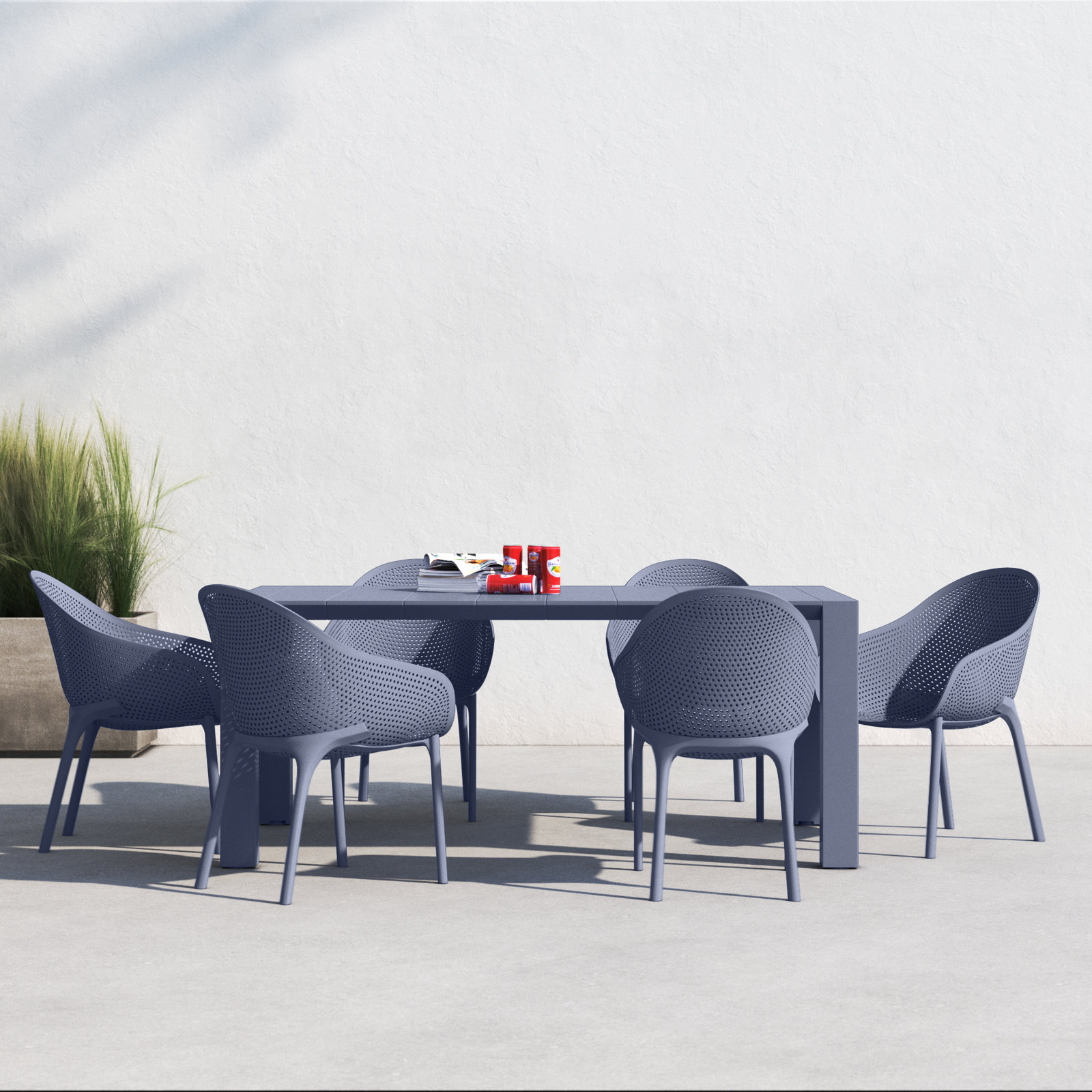 Farrah Rectangular 6 - Person 70" Dining Set, Dark Gray