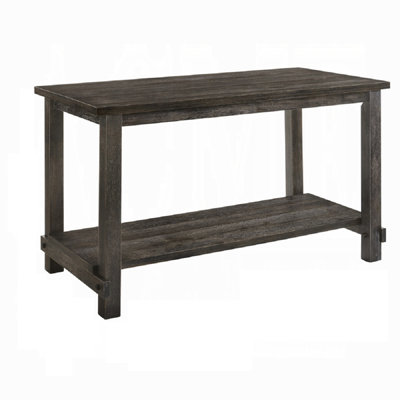 Contemporary Counter Height Table With Storage Shelf Classic Grey Finish Wooden Dining Furniture 1Pc