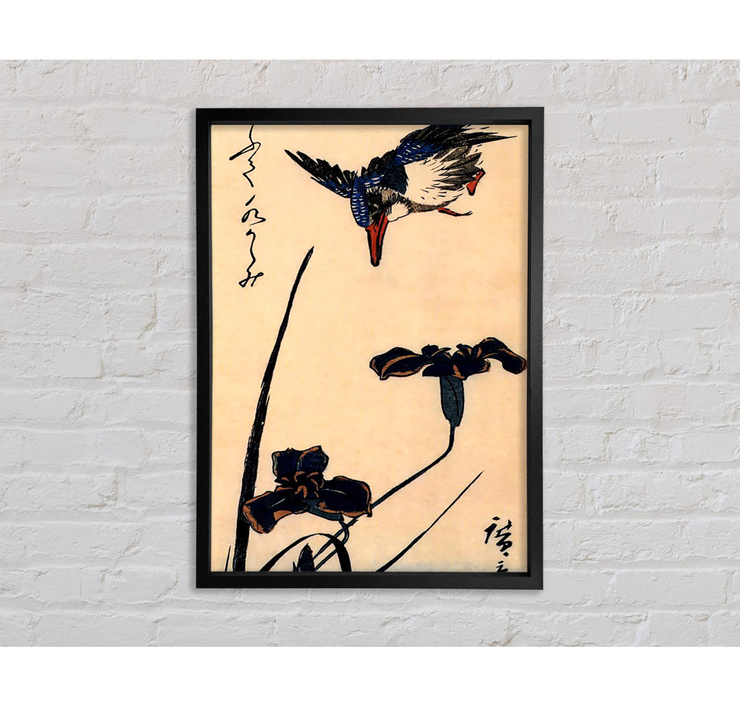 Hiroshige Eisvogel und Lilien 2 - Einzelner Bilderrahmen Kunstdrucke auf Leinwand