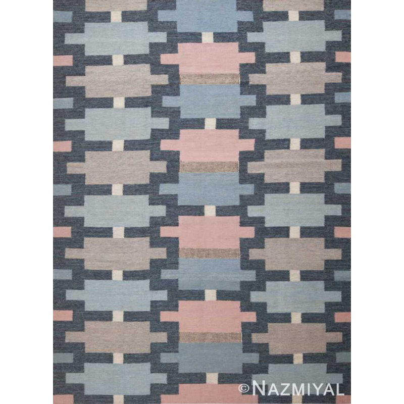 Tapis kilim tissé à plat de conception moderne et moderne de style suédois Mid-Century scandinave