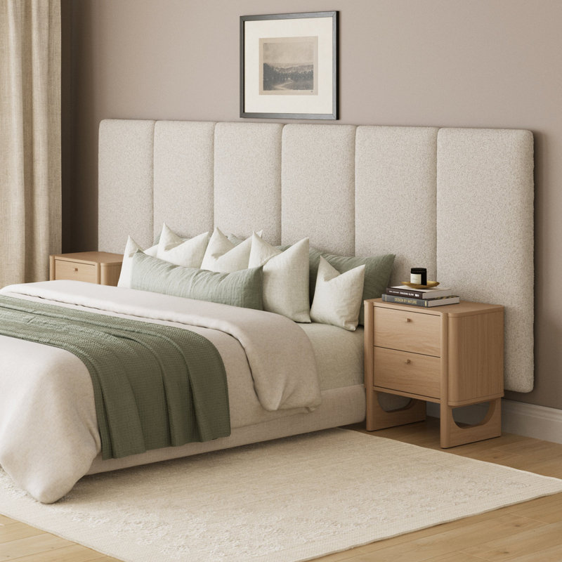 Boucle Upholstered Panel Headboard, Oversized King