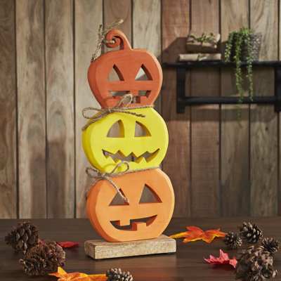 Jack O' Lantern Stack Decor 16.75x7x2.25