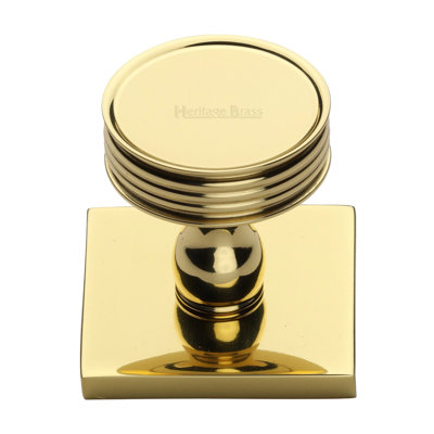 Heritage Brass Cabinet Knob Venetian Design with Square Backplate