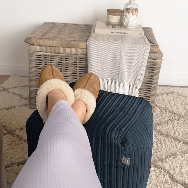 rucomfy Beanbags Corduroy Cube Footstool Bean Bag. Home Decor Accessories for Living Room, Lounge and Bedroom. Modern Furniture Square Pouffe. Machine Washable. 38 x 38 x 38cm