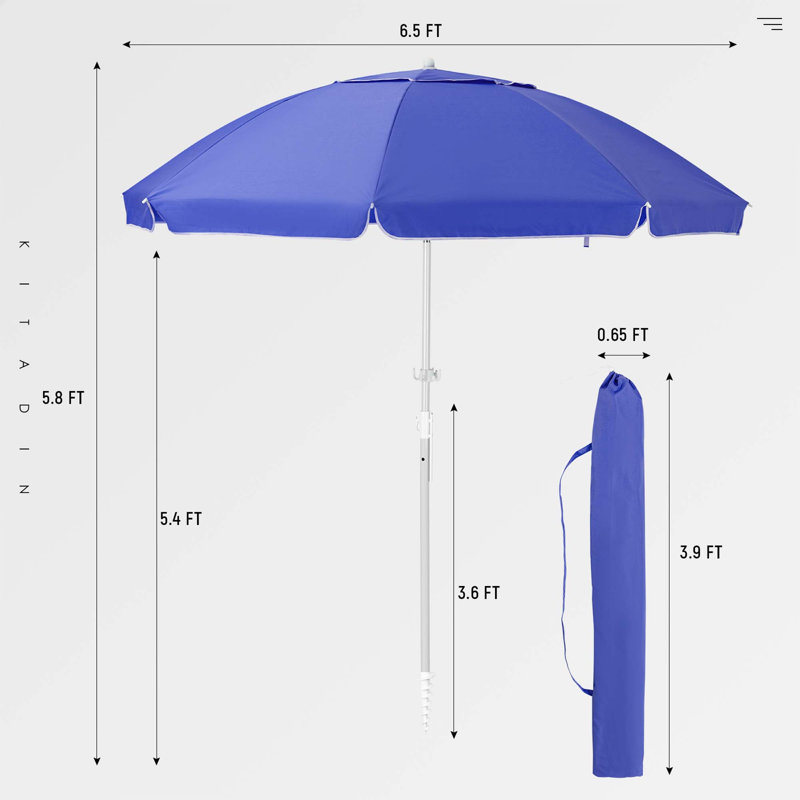 Parasol de plage 78 po Maciel, Bleu