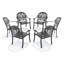 Chaise de patio en fonte d'aluminium 6 pièces avec structure et coussins