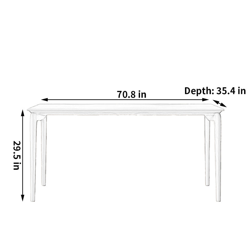 Table de salle à manger rétro et moderne, H 29,5 po x L 70,8 po x l 35,4 po