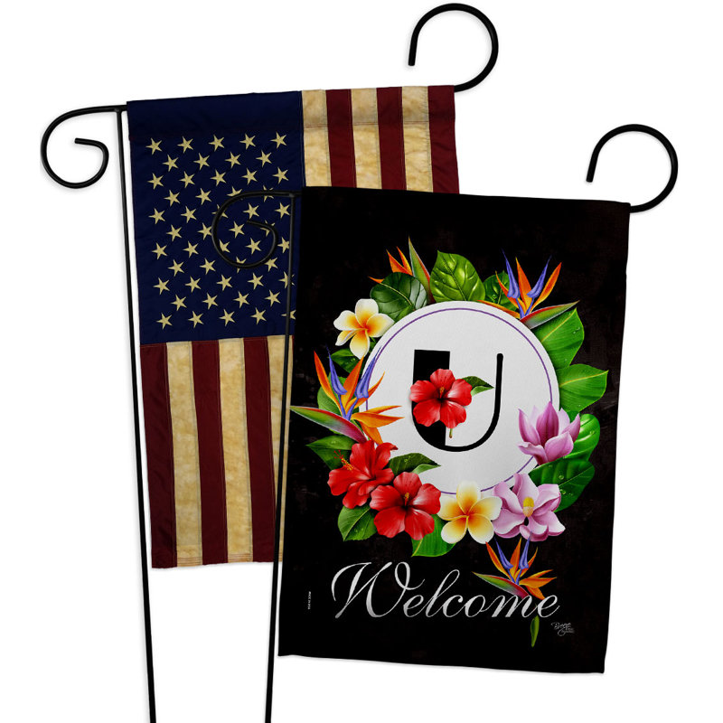 Drapeau de jardin tropical en polyester 18 x 13 po à 2 côtés Tropical Z, U