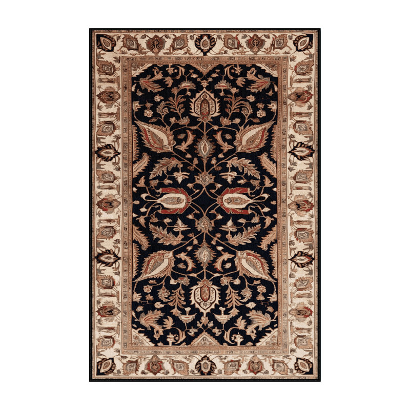 Machine Washable Persian Brown Area Rug, Rectangle 6' x 9'